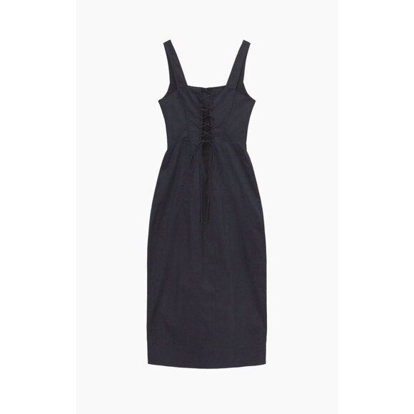 New Staud Sutton Lace Up Dress Black Sz 0 MSRP 395 - Picture 3 of 6